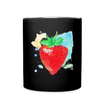 Erdbeere - Tasse einfarbig - Schwarz - Vorne