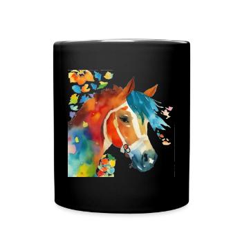 Le bonheur du cheval - Mug uni - noir - Devant