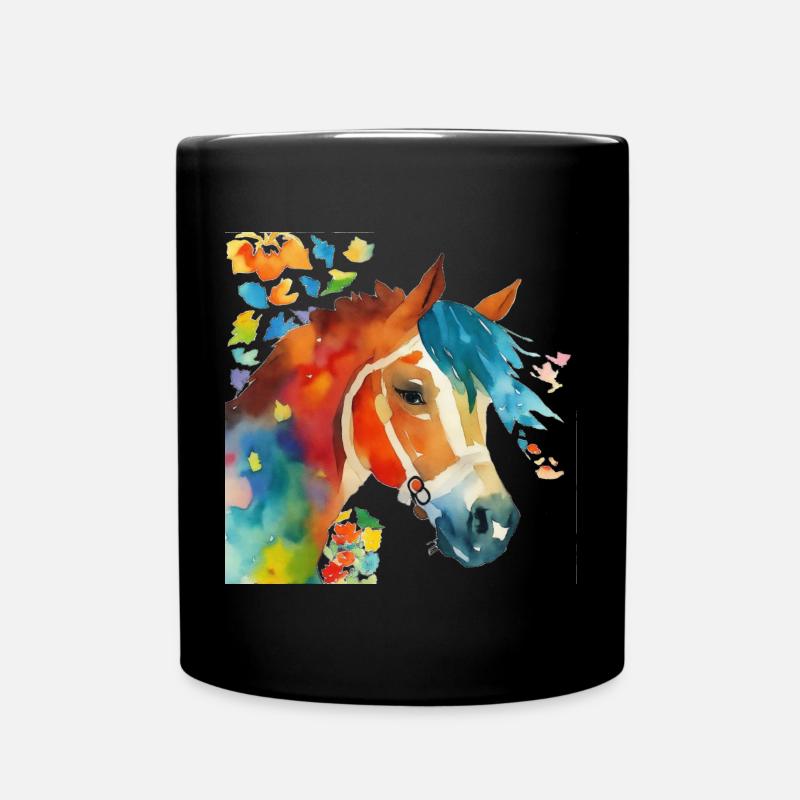Pferdeglück - Tasse einfarbig - Schwarz
