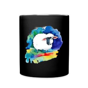 Schaf - Tasse einfarbig - Schwarz - Vorne