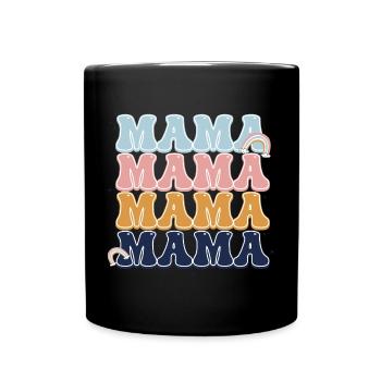 Pastell Mama Regenbogen Buchstaben - Tasse einfarbig - Schwarz - Vorne