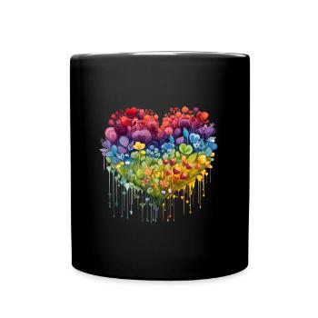 Blumenherz - Tasse einfarbig - Schwarz - Vorne