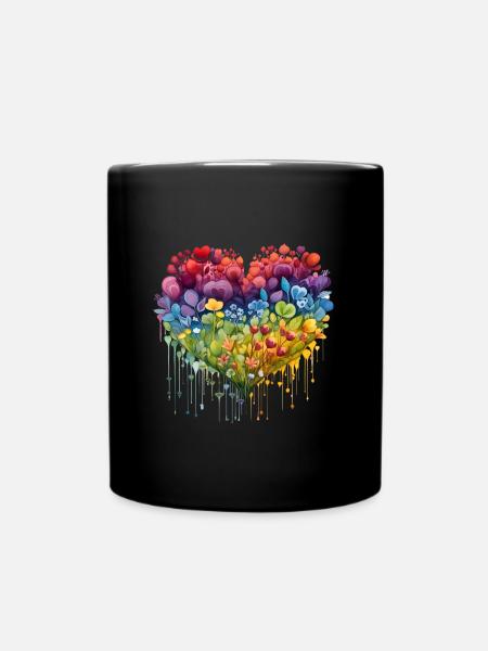 Blumenherz - Tasse einfarbig - Schwarz
