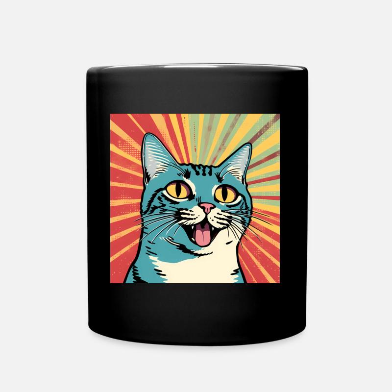 Chat souriant - Rétro Pop Art - Mug uni - noir