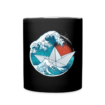 Bateau en papier origami - Mug uni - noir - Devant