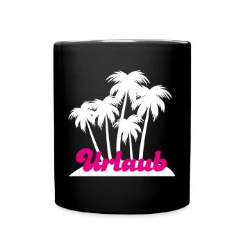 Urlaub Palmen Insel Ferien urlaubsreif Südsee - Tasse einfarbig - Schwarz - Vorne