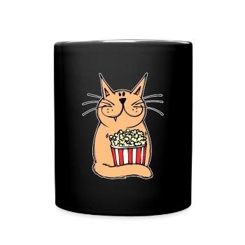 Movies Binge Watching Cineast Dvd Cat Movie Night - Full Colour Mug - black - Front