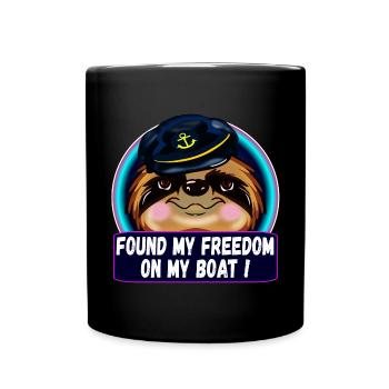 SAILING CAPTAIN SLOTH BOAT FREEDOM - Full Colour Mug - black - Front
