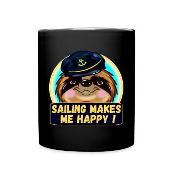 SAILING MAKES ME HAPPY SLOTH CAPTAIN - Full Colour Mug - black - Front
