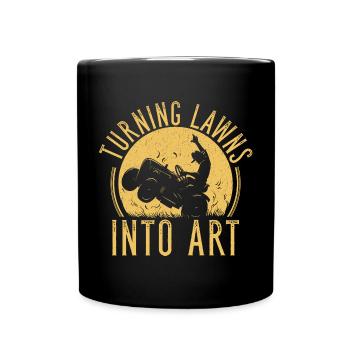 les pelouses en art Tondre la pelouse Drôle de jardinier - Mug uni - noir - Devant