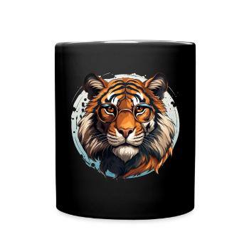 Tigre avec des lunettes - Mug uni - noir - Devant