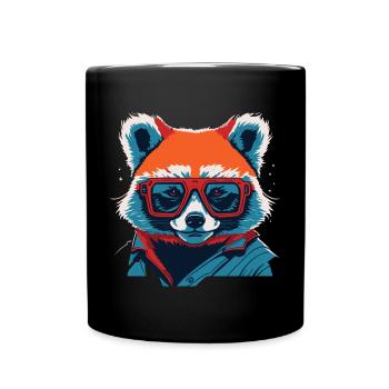 Heftig und feurig: Retro Red Panda T-Shirt - Tasse einfarbig - Schwarz - Vorne