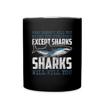 Dents de pêcheur sous-marin de requin - Mug uni - noir - Devant