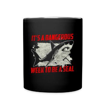 Grand requin blanc aileron dent de requin - Mug uni - noir - Devant