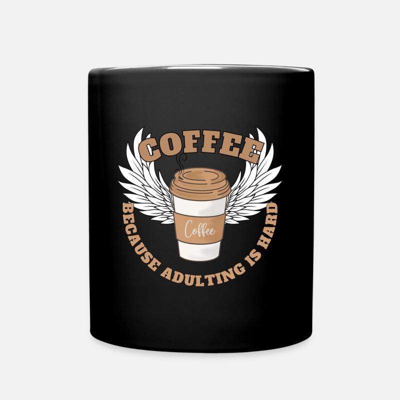 Coffee, because... - Tasse einfarbig - Schwarz