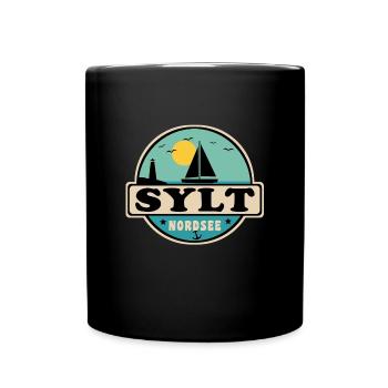 Nordsee Segelboot Leuchtturm Sylt - Tasse einfarbig - Schwarz - Vorne