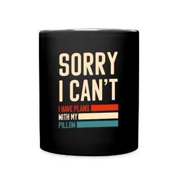 Schlafen Schlummer Entspannen Schlafmütze - Tasse einfarbig - Schwarz - Vorne