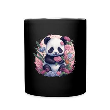 Fleurs de panda - Mug uni - noir - Devant
