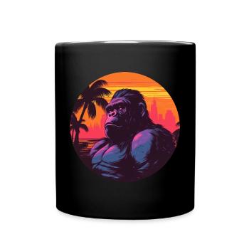 Cool gorilla in the sunset – animal - Full Colour Mug - black - Front