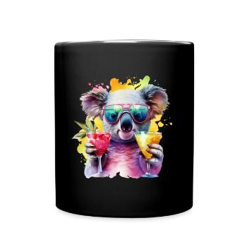 Cocktails colorés de soirée de lunettes de soleil Koala fraîches - Mug uni - noir - Devant