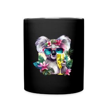 Bunter Koala Sonnenbrille Sekt Alkohol Party - Tasse einfarbig - Schwarz - Vorne