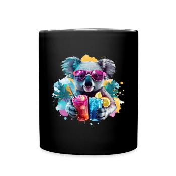 Bunter cooler Koala Sonnenbrille Cocktails Party - Tasse einfarbig - Schwarz - Vorne