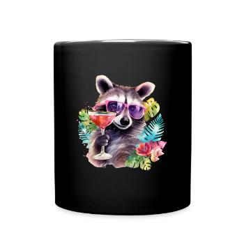 Cocktail de fête coloré de lunettes de soleil de raton laveur - Mug uni - noir - Devant