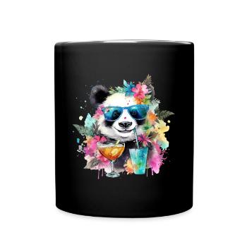 Cocktails de fête colorés Cool Panda Sunglasses - Mug uni - noir - Devant