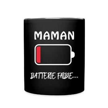 Maman Batterie faible Humour Mère Fatiguée - Mug uni - noir - Devant
