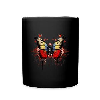 Papillon coloré avec motif d’éclaboussures de sang - Mug uni - noir - Devant