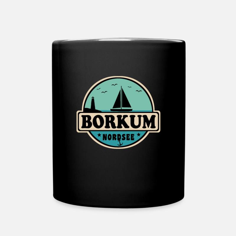 Nordsee Segelboot Leuchtturm Borkum - Tasse einfarbig - Schwarz