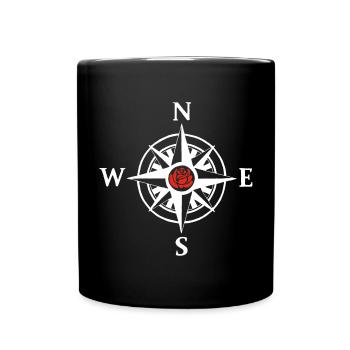Natur- und Kompassrose (weiß) - Tasse einfarbig - Schwarz - Vorne