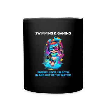 Swimming Swimmer Swim Underwater Gaming Video Game - Full Colour Mug - black - Front