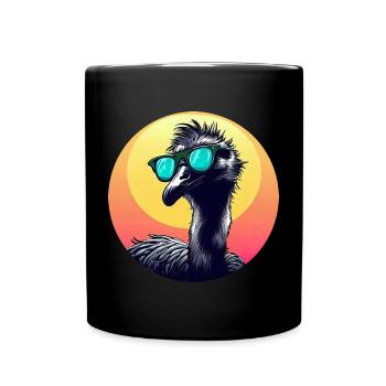 Cool Emu - Vogelstrauß mit Sonnenbrille bei - Tasse einfarbig - Schwarz - Vorne