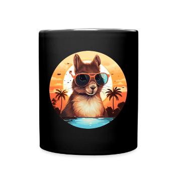 Cool squirrel silhouette at sunset - Full Colour Mug - black - Front