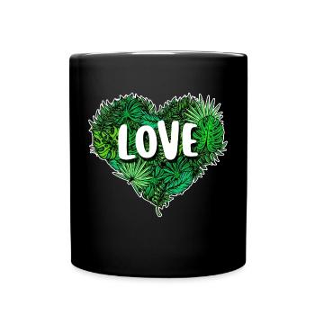 Heart Earth Mother Nature Saying Nature Conservation Environment - Full Colour Mug - black - Front