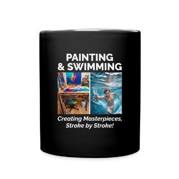 Peinture et natation - Mug uni - noir - Devant