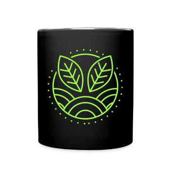 Nature green leaves design for proud vegans - Full Colour Mug - black - Front