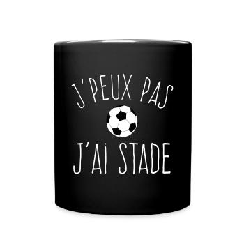 J'peux pas j'ai Stade - Humour Football - Blanc - Mug uni - noir - Devant