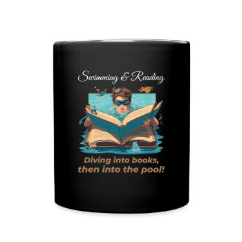 Natation et lecture Nageur Lecteur Amoureux du livre - Mug uni - noir - Devant