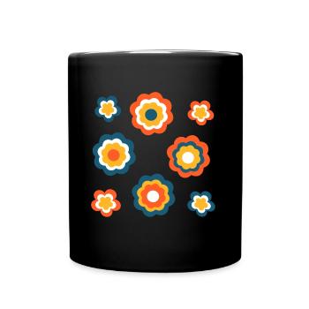 70s Flower Pattern - Full Colour Mug - black - Front