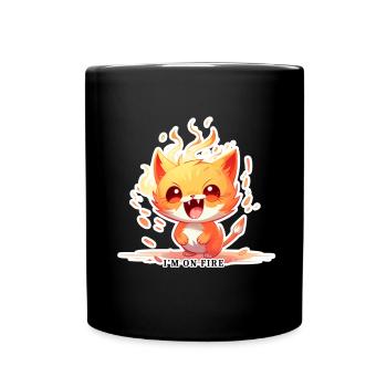 I'm on Fire – Flaming Cat with Power - Full Colour Mug - black - Front