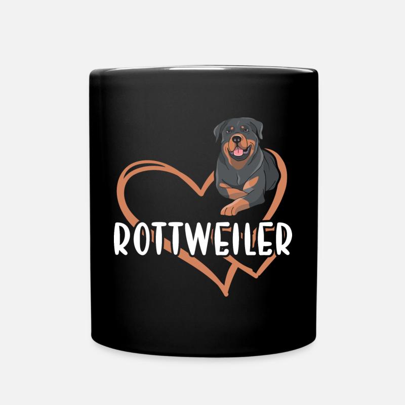 Rottweiler Heart - Tasse einfarbig - Schwarz
