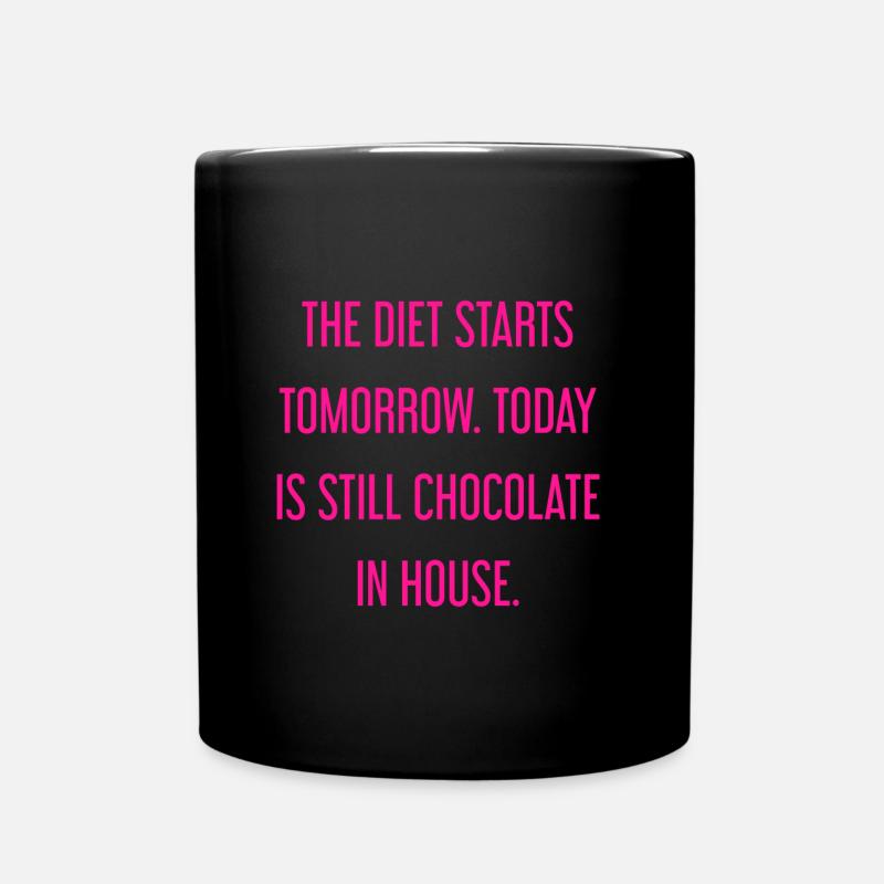 Le régime commence demain - chocolat dans la maison! - Mug uni - noir