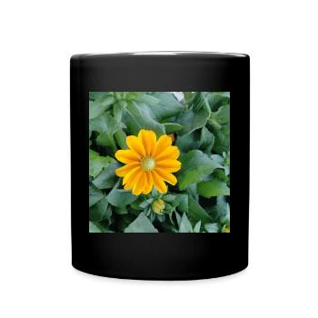 Fleur d’échinacée rugueuse / rayon jaune - Mug uni - noir - Devant