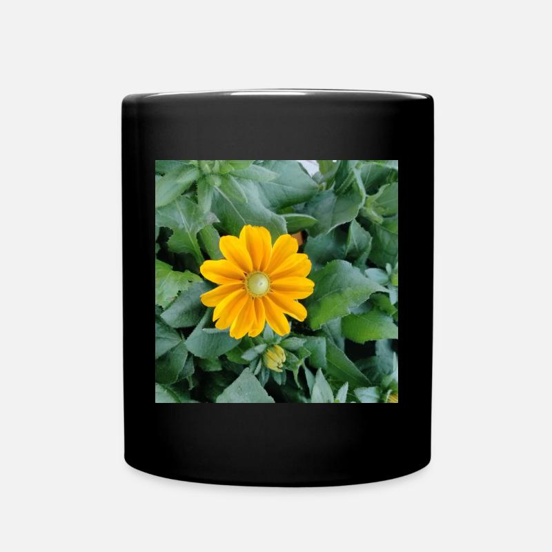Fleur d’échinacée rugueuse / rayon jaune - Mug uni - noir