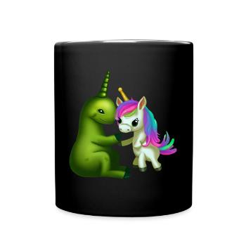 Friends from other worlds: Alien meets unicorn - Full Colour Mug - black - Front