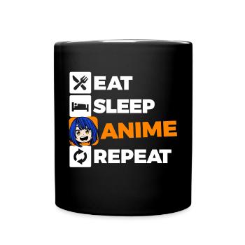 Comic Manga Anime Statement Zeichentrick Fernost - Tasse einfarbig - Schwarz - Vorne