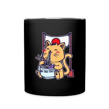 Anime Ramen Cat Japanese Mangastyle Comic Manga - Full Colour Mug - black - Front