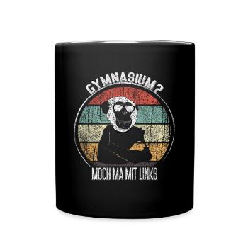 Vintage Affe Gymnasium Wortspiel - Tasse einfarbig - Schwarz - Vorne